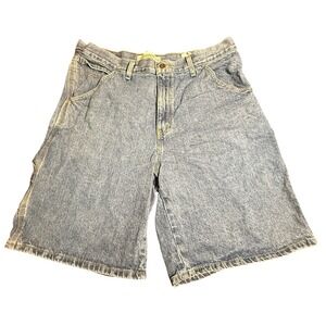 Vintage Faded Glory Mens Carpenter Denim Shorts Blue Medium Wash 100% Cotton 36